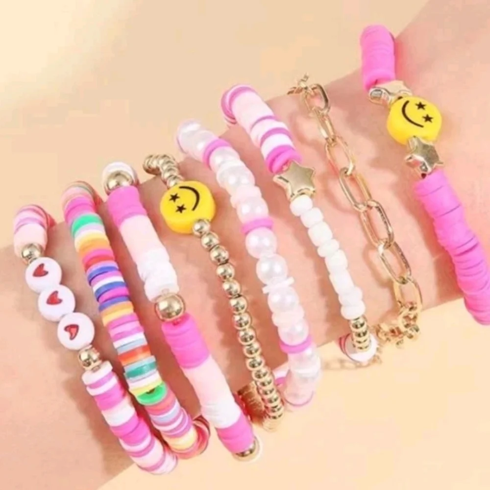 Kids Charm Bracelets-Clay beads-4 pcs